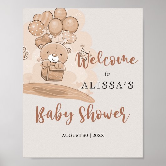 Niedliche Balloons Babydusche Willkommen Poster (Vorne)