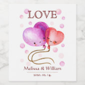 Niedliche Balloons Valentinstag / Hochzeitmongramm Weinetikett (Einzelnes Label)