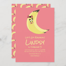 Niedliche Banana Pink Girls Geburtstagsparty Einla Einladung