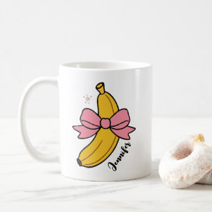 niedliche Banane mit rosa Coquette personalisierte Kaffeetasse