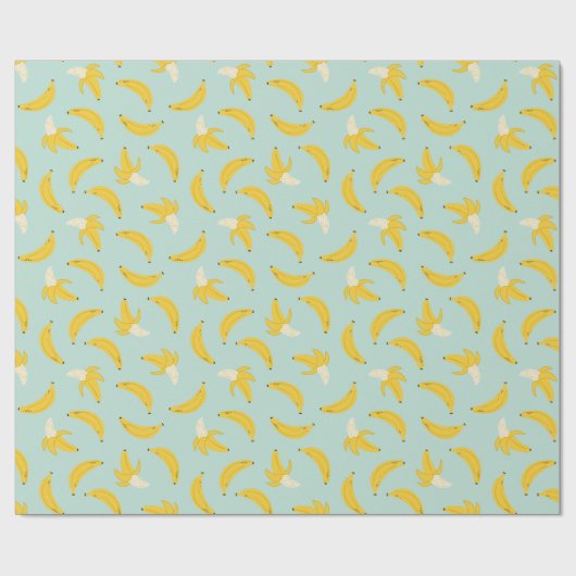 Niedliche Bananen in hellblau Geschenkpapier (Flach)