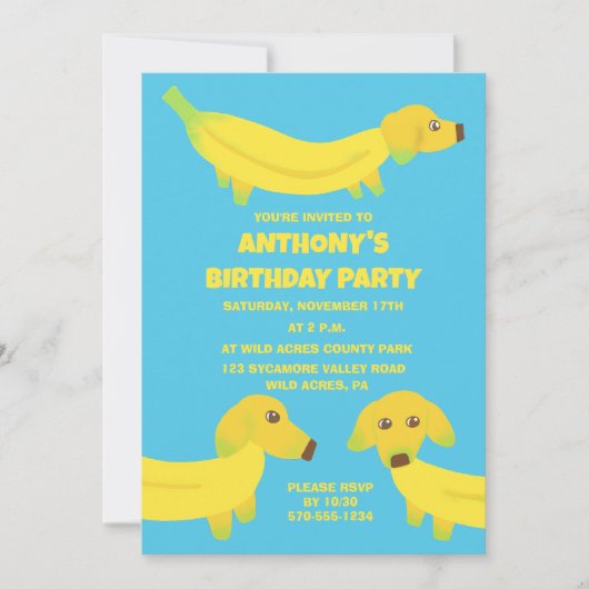 Niedliche Bananenhunde - Kundenspezifisches Party Einladung (Vorderseite)