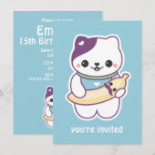 Niedliche Bananenkatze Geburtstagsparty Einladunge Einladung (Vorne/Hinten)