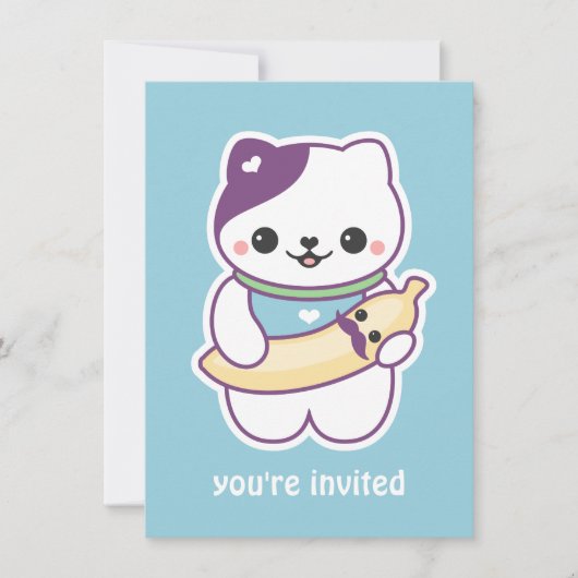 Niedliche Bananenkatze Geburtstagsparty Einladunge Einladung (Vorderseite)