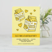 Niedliche Bananenmilch Geburtstagspartei Einladung (Stehend Vorderseite)