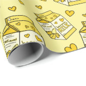 Niedliche Bananenmilch gelb Geschenkpapier (Rolleneckpunkt)