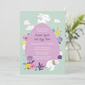 Niedliche Banden und große Osterfeier Einladung (Stehend Vorderseite)