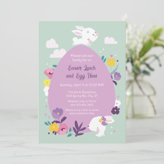 Niedliche Banden und große Osterfeier Einladung (Stehend Vorderseite)