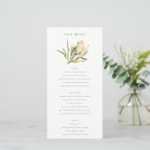 Niedliche Banksia Floral Wedding Menu Card Dankeskarte (Stehend Vorderseite)