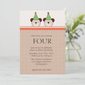 Niedliche Bären - Braun-Zwillinge zum Geburtstag Einladung (Stehend Vorderseite)