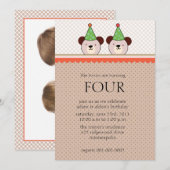 Niedliche Bären - Braun-Zwillinge zum Geburtstag Einladung (Vorne/Hinten)