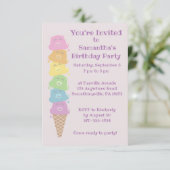 Niedliche Bären Eiscreme Cone Girls Geburtstagspar Einladung (Stehend Vorderseite)