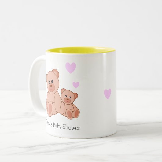 Niedliche Bären & Herz auf White Baby Dusche Zweifarbige Tasse (Vorderseite Links)