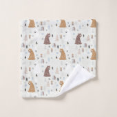 Niedliche Bären im Holzmuster Badhandtuch Set (Waschlappen)