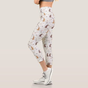 Niedliche Bären im Holzmuster Capri Leggings