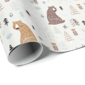 Niedliche Bären im Holzmuster Geschenkpapier (Rolleneckpunkt)