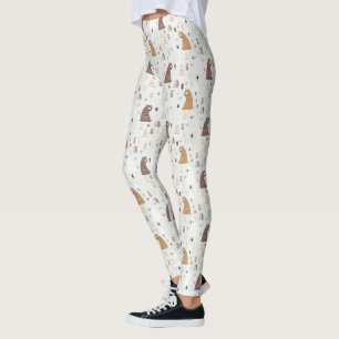 Niedliche Bären im Holzmuster Leggings