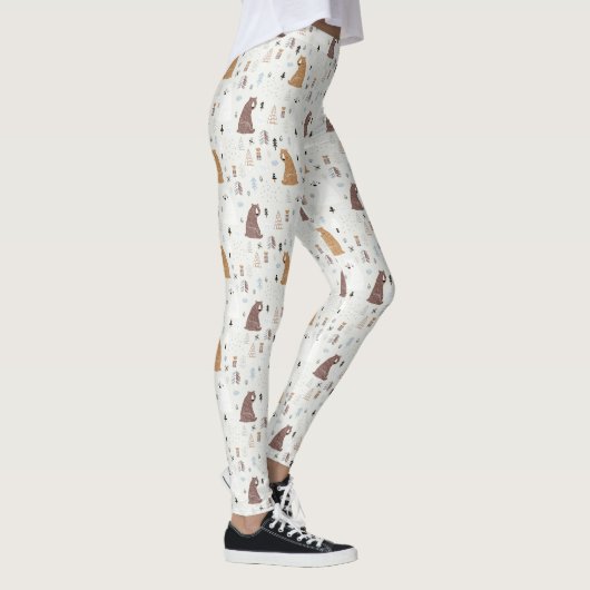 Niedliche Bären im Holzmuster Leggings (Rechts)