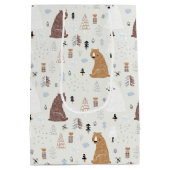 Niedliche Bären im Holzmuster Mittlere Geschenktüte (Rückseite)