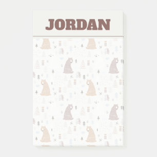 Niedliche Bären im Holzmuster Post-it Klebezettel