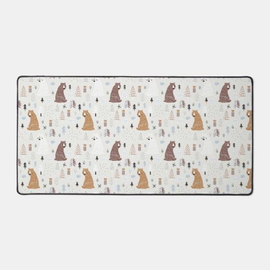 Niedliche Bären im Holzmuster Schreibtischunterlage (Vorderseite)