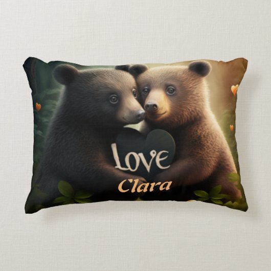 Niedliche Bären in der Liebe Dekokissen (Vorderseite)
