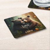 Niedliche Bären in der Liebe Rechteckiger Pappuntersetzer (angewinkelt)