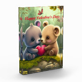 Niedliche Bären in der Liebe umarmen einander Fotoblock (Links)