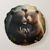 Niedliche Bären in Lieben Rundes Kissen (Rückseite)