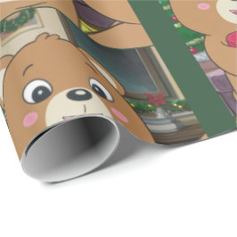 Niedliche Bären mit herzförmigen Geschenken. Wrapp Geschenkpapier