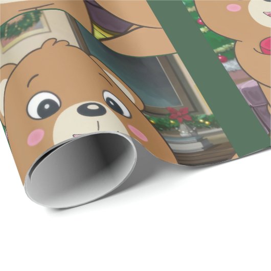 Niedliche Bären mit herzförmigen Geschenken. Wrapp Geschenkpapier (Rolleneckpunkt)