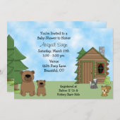 Niedliche Bären und Kabine Kinderdusche Einladung (Vorne/Hinten)