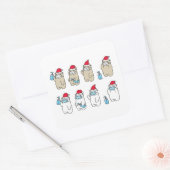 Niedliche Bären Weihnachtsmütze Quadratischer Aufkleber (Umschlag)