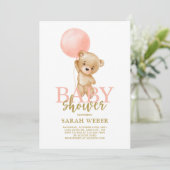 Niedliche Bärenballon Babydusche Einladung (Stehend Vorderseite)