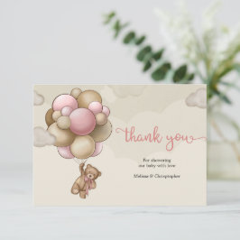 Niedliche Bärenballons braun rosa beige Danke Begleitkarte