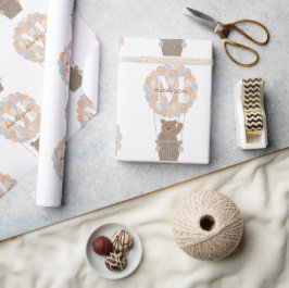 Niedliche Bärenballons Monogramm Geschlecht Neutra Geschenkpapier