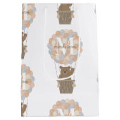 Niedliche Bärenballons Monogramm Geschlecht Neutra Mittlere Geschenktüte (Rückseite)