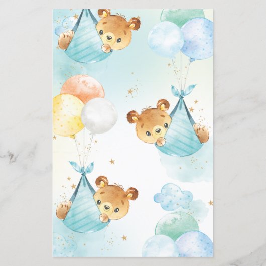 Niedliche Bärenballoons - Wünsche für Babydusche (Rückseite)