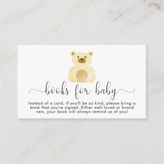 Niedliche Bärenbücher für Babydusche Begleitkarte (Vorderseite)