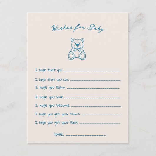 Niedliche Bärendusche Begleitkarte (Vorderseite)