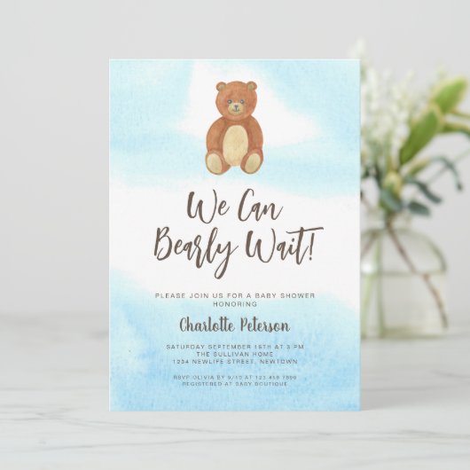 Niedliche Bärendusche Einladung (Stehend Vorderseite)