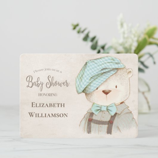 Niedliche Bärendusche Einladung (Stehend Vorderseite)