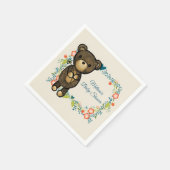 Niedliche Bärendusche und Blumenkleider Serviette (Ecke)