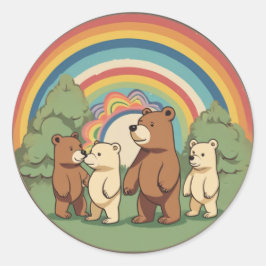 Niedliche Bärenfamilie Runder Aufkleber