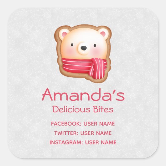 Niedliche Bärenfront im Red Scarf Business Quadratischer Aufkleber (Vorderseite)