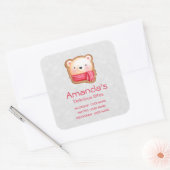 Niedliche Bärenfront im Red Scarf Business Quadratischer Aufkleber (Umschlag)