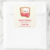 Niedliche Bärenfront im Roten Party Vielen Dank Quadratischer Aufkleber (Tasche)