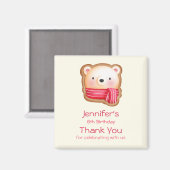 Niedliche Bärenfront in einem roten Scarf Geburtst Magnet (Vorderseite/Rückseite)