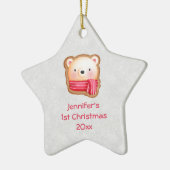 Niedliche Bärenfront in Roter Scarf 1. Keramik Ornament (Links)