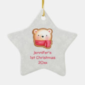 Niedliche Bärenfront in Roter Scarf 1. Keramik Ornament (Hinten)